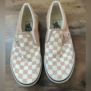 Tan colored checkered vans